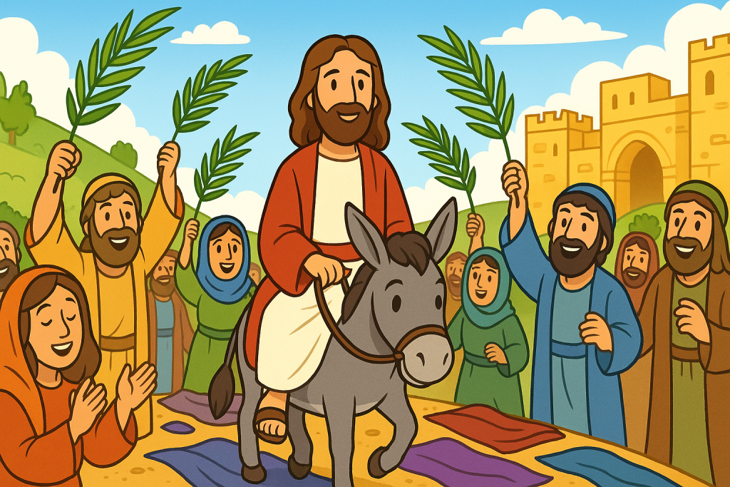 Jesus riding a Donkey