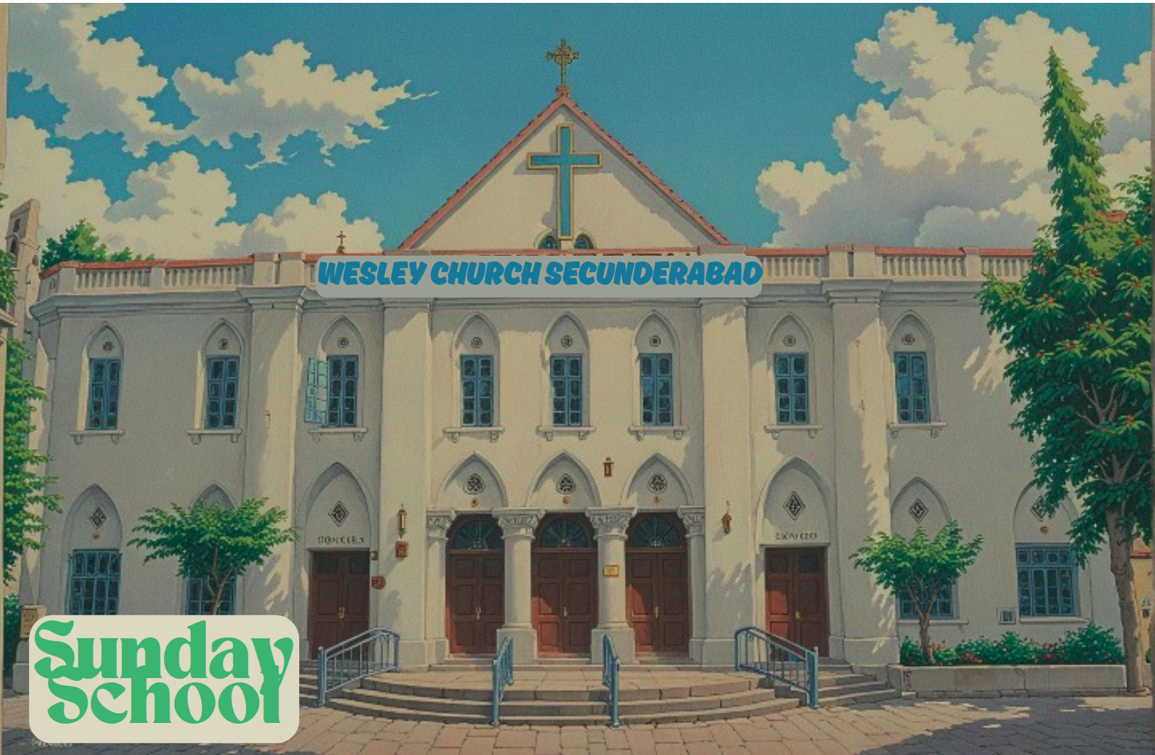 Wesley Church Secunderabad animated art picture