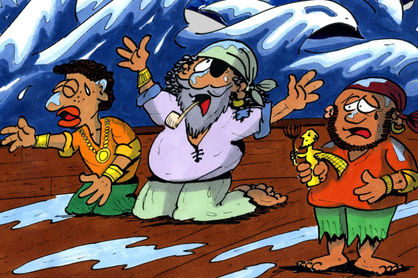 The crew praying to God